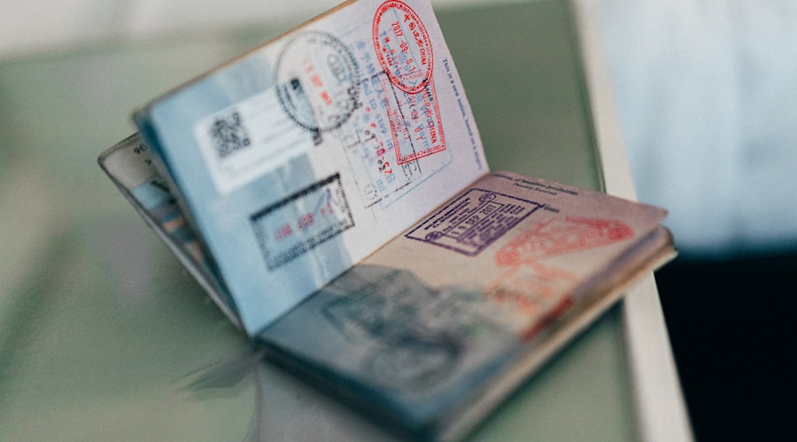 A passport open at a page of visa stamps